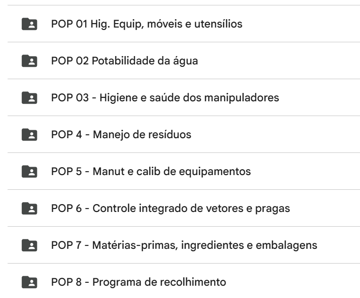 Lista de Procedimentos Operacionais Padronizados (POPs)